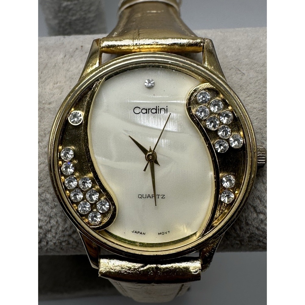 Cardini‎ New Battery Vintage Ladies MOP Watch Floating Crystals 36MM 8" S29